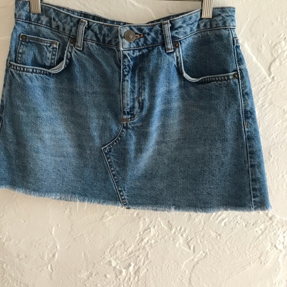 BDG Vintage Blue Notched Denim Skirt - Picture 2 of 7